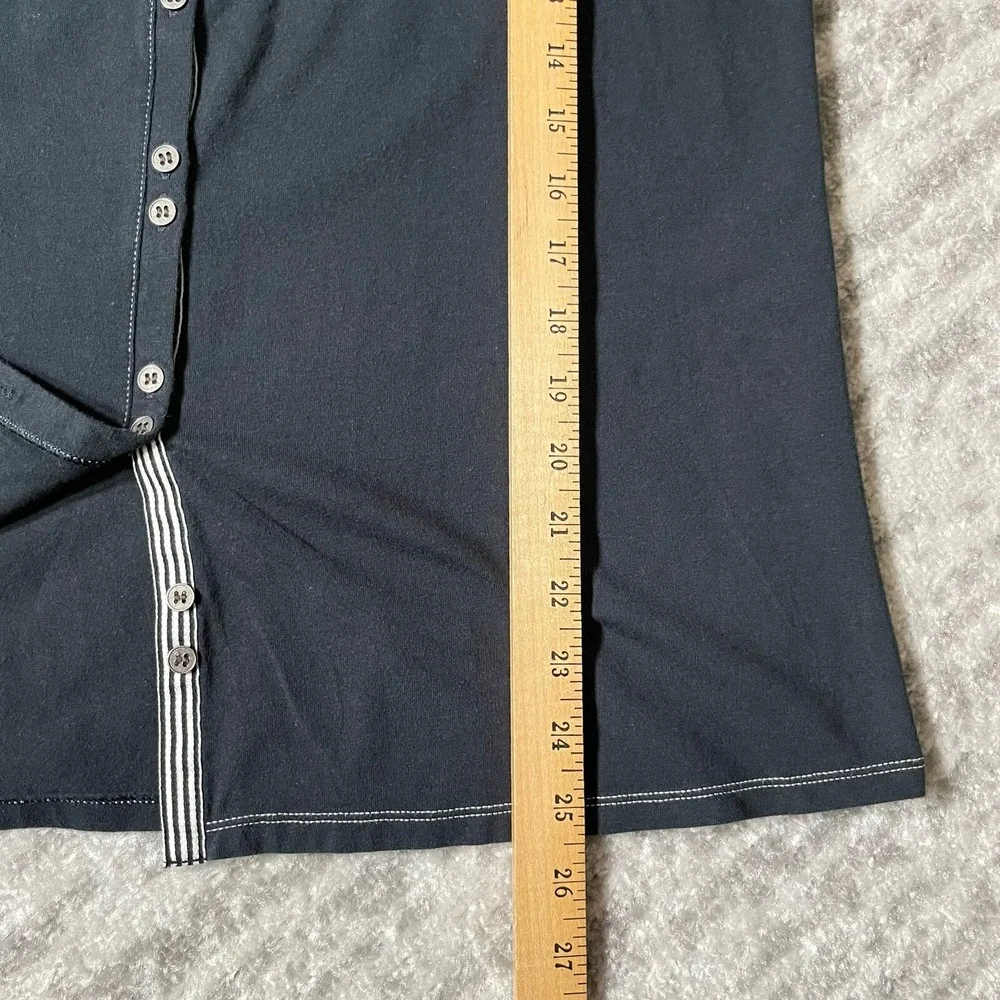 Soma Pajama Top Women Large Dark Grey Excellent Button Front Contrast Stitch
